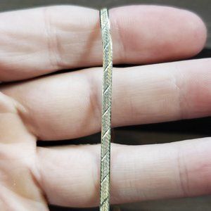 7 Inch Gold Over 925 Sterling Silver Diagonal Pattern Bracelet